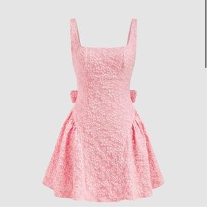 Pink Floral U-Neck Jacquard Mini